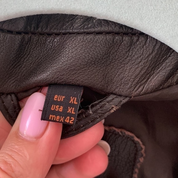 Zara man dark brown genuine leather blazer-jacket, size XL - Picture 14 of 14